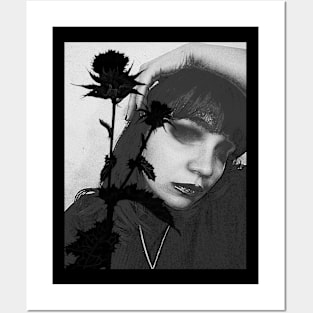 goth girl with the black rose Posters and Art